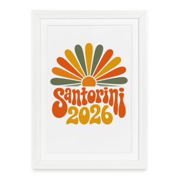 Santorini 2026 Sunburst - Framed poster (27 × 37 cm) - white - Front