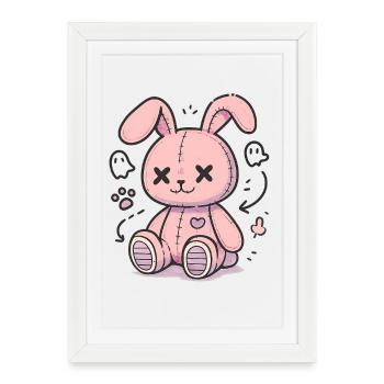 Poupée animale d’horreur Gothique Gothique Weirdcore - Affiche encadrée (27 × 37 cm) - blanc - Devant