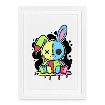 Poupée animale d’horreur Gothique Gothique Weirdcore - Affiche encadrée (27 × 37 cm) - blanc - Devant