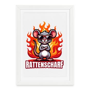 Rat drôle de Rattenscharf - Diction cool - Affiche encadrée (27 × 37 cm) - blanc - Devant