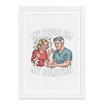 Thérapeute de la main, mon problème, mon pictogramme, papa, maman. - Affiche encadrée (27 × 37 cm) - blanc - Devant