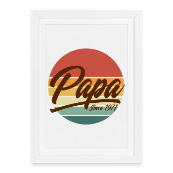 Papa Since 1971 Retro Sunset Vintage Year - Framed poster (27 × 37 cm) - white - Front