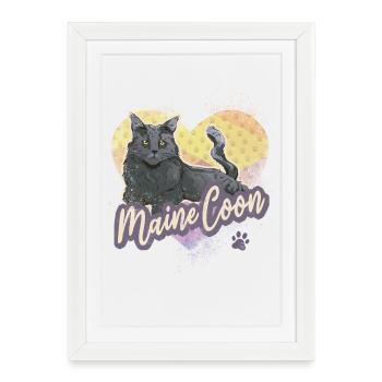 Maine Coon Cat Vintage Design for Cats Friends - Framed poster (27 × 37 cm) - white - Front