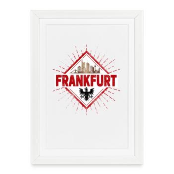 Souvenir rétro de la skyline de la ville de Francfort, Allemagne - Affiche encadrée (27 × 37 cm) - blanc - Devant