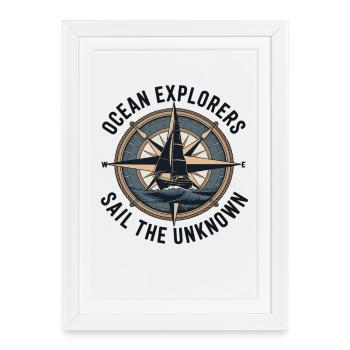Ocean Explorers – Sailing Adventure Compass - Framed poster (27 × 37 cm) - white - Front