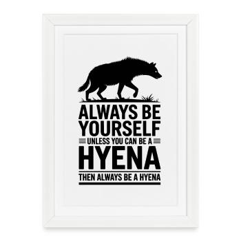 Paroles de la hyène Hyène Drôle de cadeau de hyène - Affiche encadrée (27 × 37 cm) - blanc - Devant