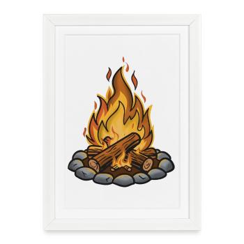 Exposition du feu de camp Confort n°2 - Affiche encadrée (27 × 37 cm) - blanc - Devant