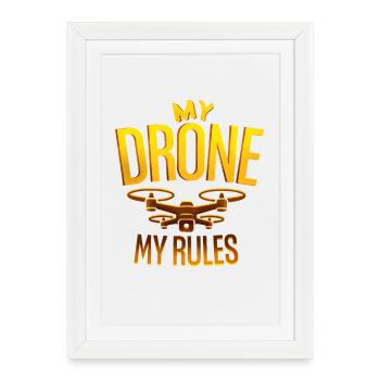 Drone, mes règles drone pilote - Affiche encadrée (27 × 37 cm) - blanc - Devant