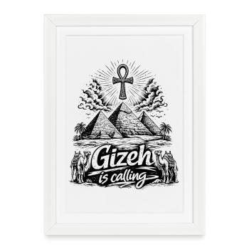 Gizeh appelle le voyage des pyramides d’Égypte - Affiche encadrée (27 × 37 cm) - blanc - Devant