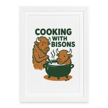 Cuisiner avec les bisons - Affiche encadrée (27 × 37 cm) - blanc - Devant