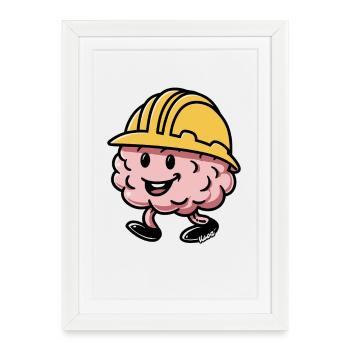 Casque dur Créateur de Cerveaux - Affiche encadrée (27 × 37 cm) - blanc - Devant