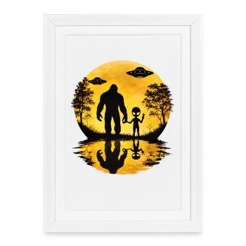 Alien Bigfoot UFO Sasquatch Believers Spaceship - Framed poster (27 × 37 cm) - white - Front