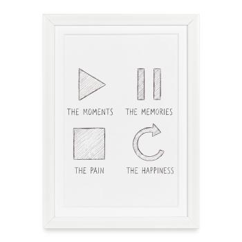Pleine conscience, moments, souvenirs, bonheur - Affiche encadrée (27 × 37 cm) - blanc - Devant