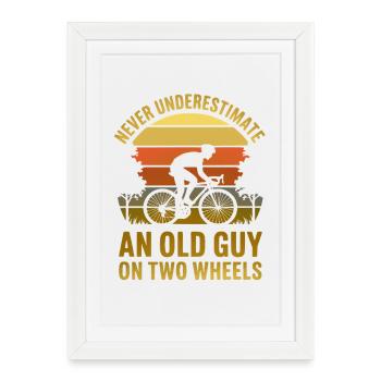 Retro Sunset Cyclist - Framed poster (27 × 37 cm) - white - Front