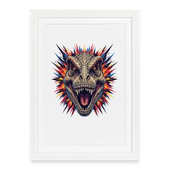Conception de la tête de remontée Dino - Affiche encadrée (27 × 37 cm) - blanc - Devant