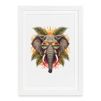 Lunettes de soleil éléphant tropiques - Affiche encadrée (27 × 37 cm) - blanc - Devant