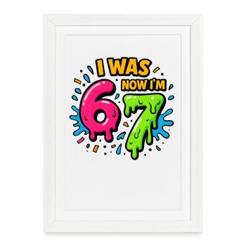 7th Birthday Kids 67 Meme Humor Gift Idea - Framed poster (27 × 37 cm) - white - Front