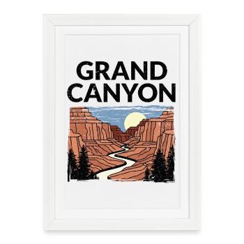 Randonnée dans le parc national du Grand Canyon - Affiche encadrée (27 × 37 cm) - blanc - Devant