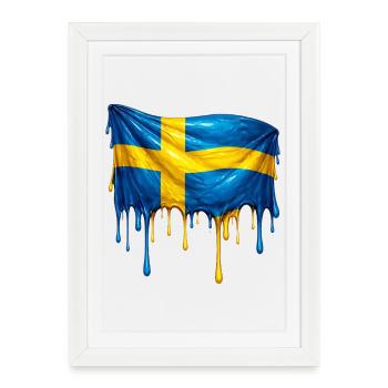 Drapeau suédois fondu - Affiche encadrée (27 × 37 cm) - blanc - Devant