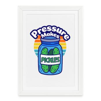 Green cucumbers in a jar pressure creates cucumbers - Framed poster (27 × 37 cm) - white - Front
