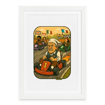 Grand-père Go-Kart Sprint - Affiche encadrée (27 × 37 cm) - blanc - Devant