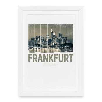 Souvenir d’art de la silhouette de la silhouette de Francfort, Allemagne - Affiche encadrée (27 × 37 cm) - blanc - Devant