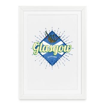 Souvenir de cornemuses de la ville Écosse de Glasgow, Royaume-Uni - Affiche encadrée (27 × 37 cm) - blanc - Devant