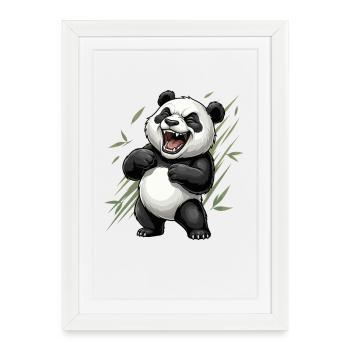 Laughing panda in bamboo panorama - Framed poster (27 × 37 cm) - white - Front