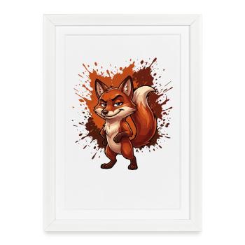 Naughty Fox in Neon Splatter - Framed poster (27 × 37 cm) - white - Front