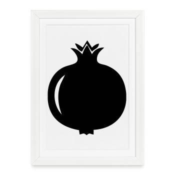 Silhouette de grenade – Motif de fruits exotiques - Affiche encadrée (27 × 37 cm) - blanc - Devant