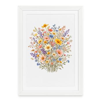 Jardin de fleurs sauvages vintage Flower Women - Affiche encadrée (27 × 37 cm) - blanc - Devant