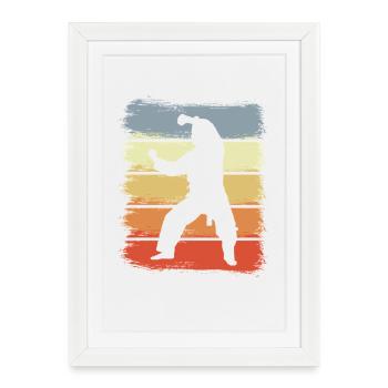 Dessin karateka vintage - Affiche encadrée (27 × 37 cm) - blanc - Devant