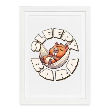 Capybara Sleepy Bara - Framed poster (27 × 37 cm) - white - Front