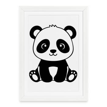 Bébé Panda mignon – Noir & Blanc - Affiche encadrée (27 × 37 cm) - blanc - Devant
