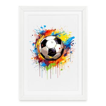 Foot Football Ballon Joueur Supporter Maillot - Affiche encadrée (27 × 37 cm) - blanc - Devant
