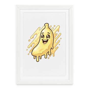 Banane Blob Rieur - Affiche encadrée (27 × 37 cm) - blanc - Devant