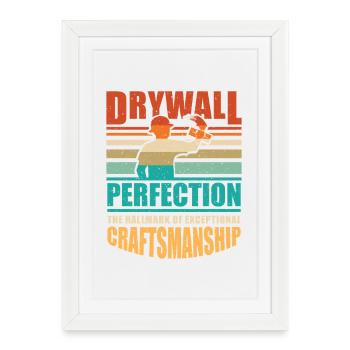 Constructeur de plaques de plâtre Installateur de plaques de plâtre - Affiche encadrée (27 × 37 cm) - blanc - Devant
