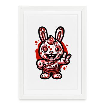 Blood Bunny Grin - Framed poster (27 × 37 cm) - white - Front