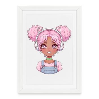 Jeux d’anime vintage japonais Bigfoot Gamer - Affiche encadrée (27 × 37 cm) - blanc - Devant