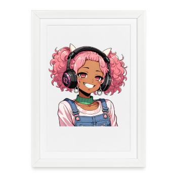 Jeux d’anime vintage japonais Bigfoot Gamer - Affiche encadrée (27 × 37 cm) - blanc - Devant