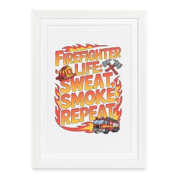 Équipe de sauvetage de vie de pompier Lieutenant Pompier - Affiche encadrée (27 × 37 cm) - blanc - Devant
