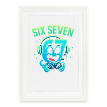 Six Seven Gamer Mascot Italian Brainrot Gaming - Framed poster (27 × 37 cm) - white - Front