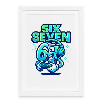 Six Seven Gamer Mascot Italian Brainrot Gaming - Framed poster (27 × 37 cm) - white - Front