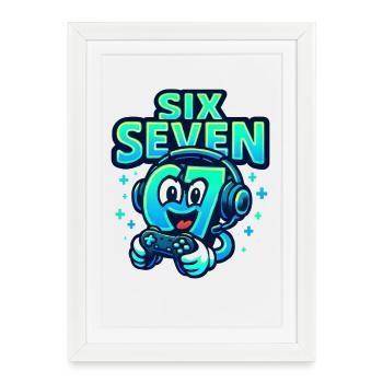 Six Seven Gamer Mascot Italian Brainrot Gaming - Framed poster (27 × 37 cm) - white - Front