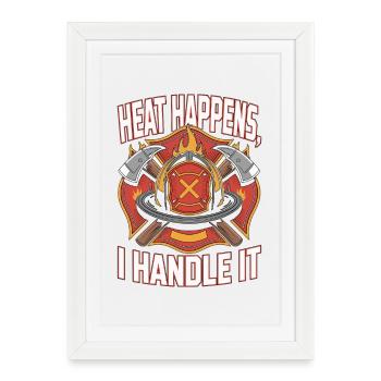 Lieutenant de pompiers, la chaleur arrive, officier de secours incendie - Affiche encadrée (27 × 37 cm) - blanc - Devant