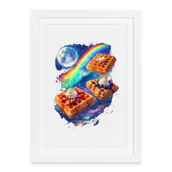 Galactic waffles in a rainbow frenzy - Framed poster (27 × 37 cm) - white - Front