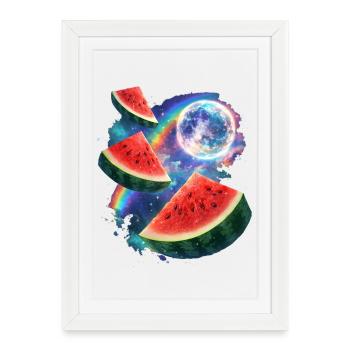 Space Melon Neon Cosmos - Framed poster (27 × 37 cm) - white - Front