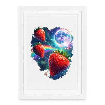 Fraises cosmiques à la lumière des étoiles - Affiche encadrée (27 × 37 cm) - blanc - Devant