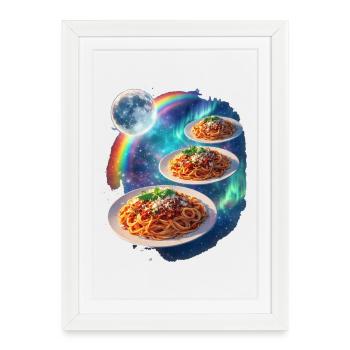 Galaxie Cosmic Pasta - Affiche encadrée (27 × 37 cm) - blanc - Devant