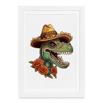Sombrero Trex au Crâne de sucre mexicain - Affiche encadrée (27 × 37 cm) - blanc - Devant
